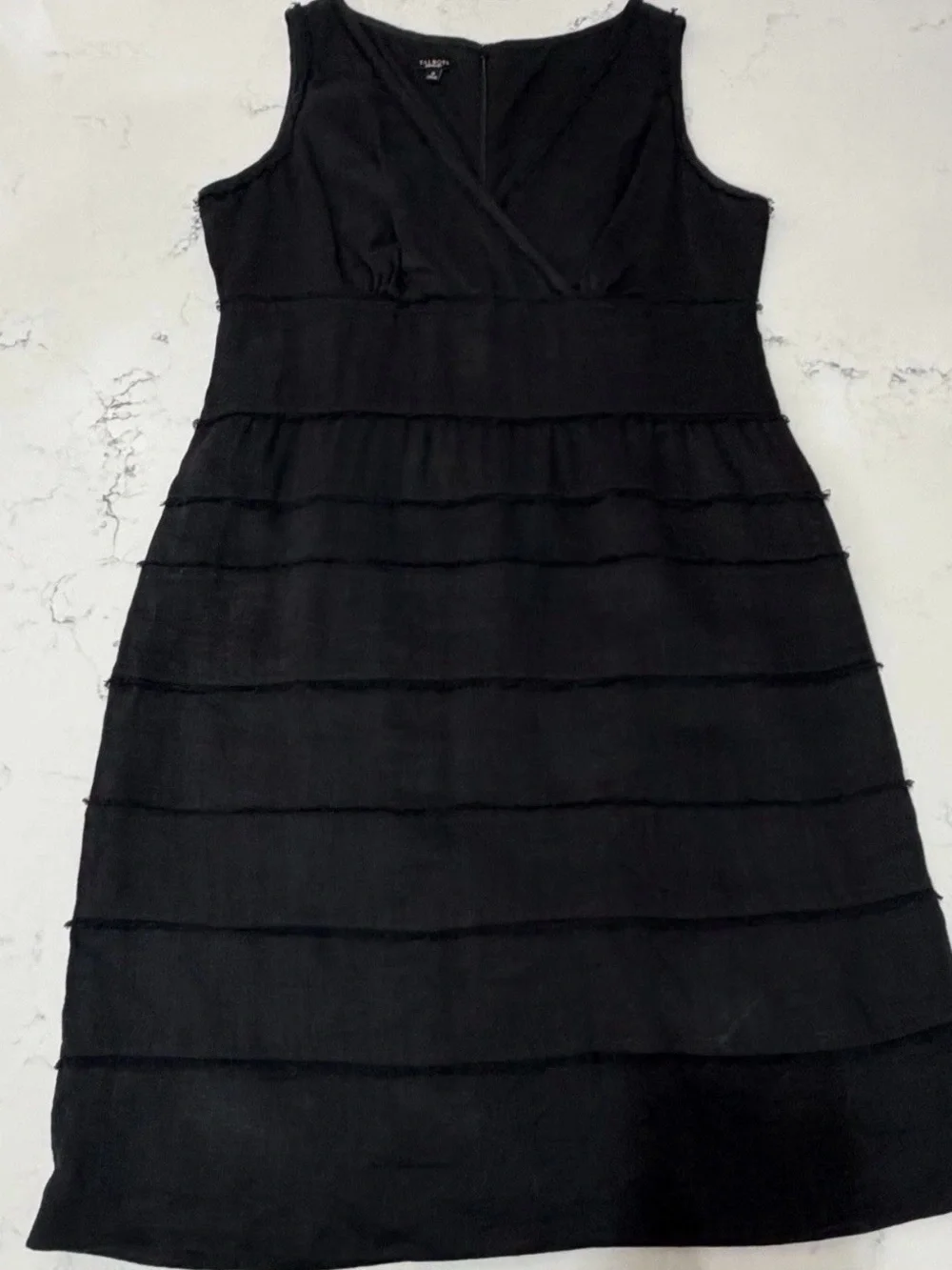 Talbots Black Sleeveless V-Neck Tiered Midi Dress